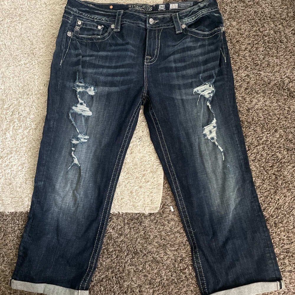 Miss Me Ankle Jeans with Classic Dark Wash Sz 34 mid rise cropped stretchy sz 34 - Picture 6 of 12
